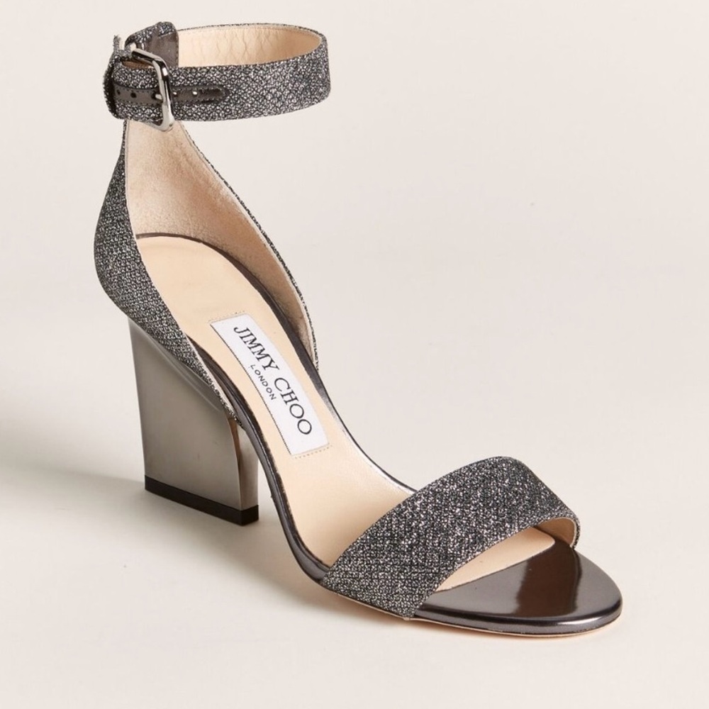 Jimmy Choo Edina Glitter Metallic Sandal New